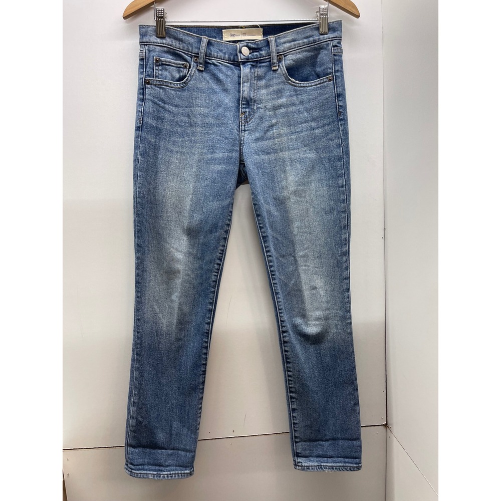Gap 1969 Real Straight Jeans Womens 27 Short‎ Medium Wash Blue Denim 0658013